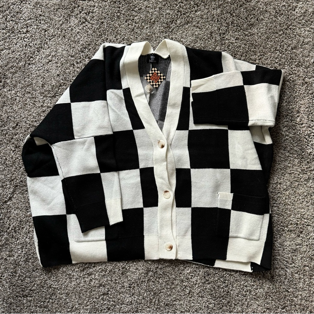 Dressed in LALA Oversized Checkerboard Cardigan